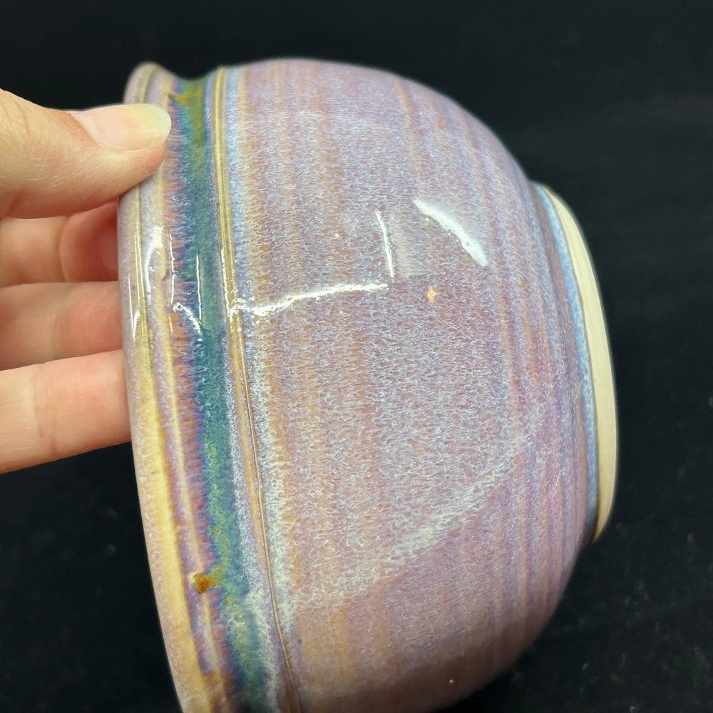 Handmade Pottery Bowl Lavender Glaze Handthrown Signed Studio Pottery - Picture 10 of 12